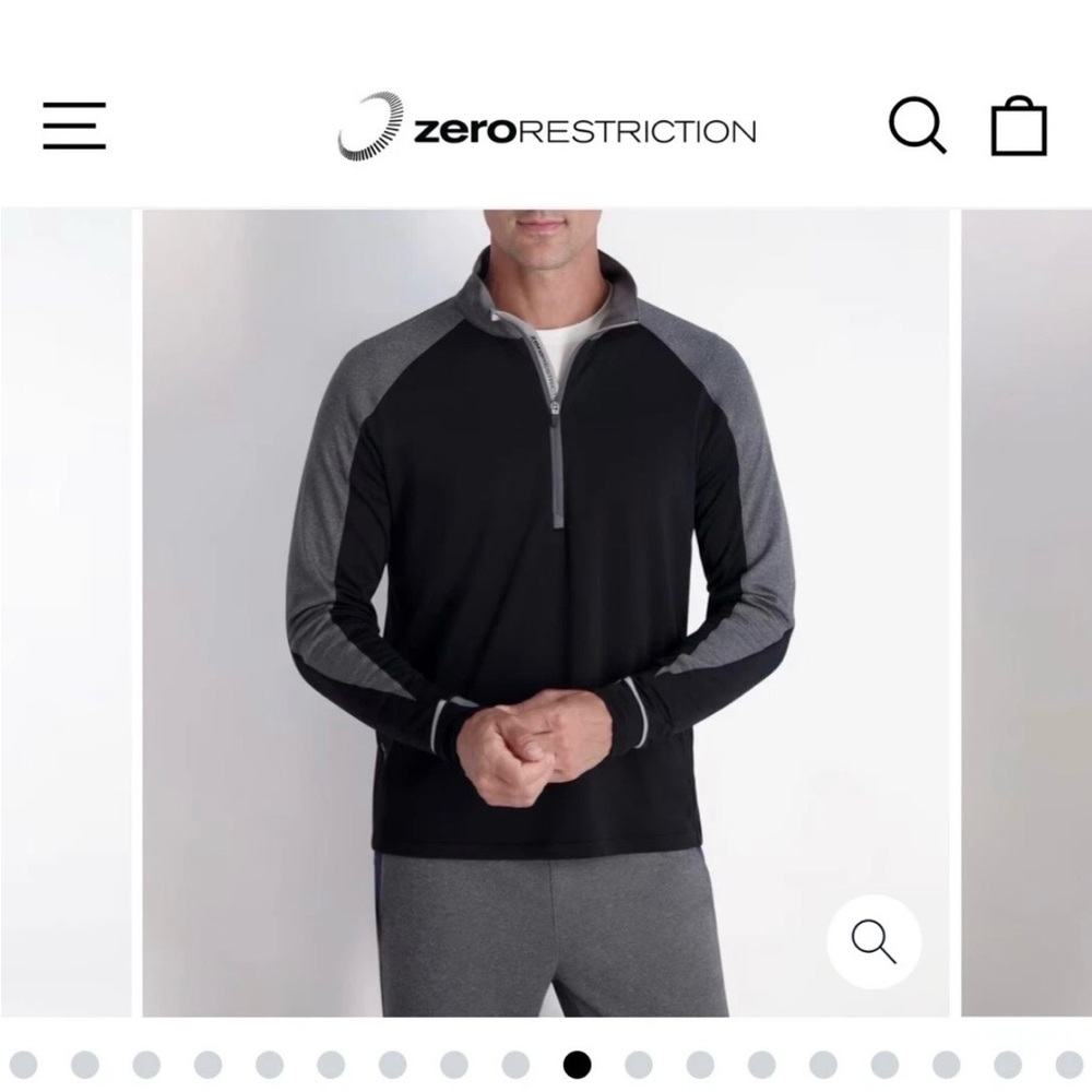 $145 New With Tags! Zero Restriction Z425 1/4 Zip Pullover BLACK/CHARCOAL Size S